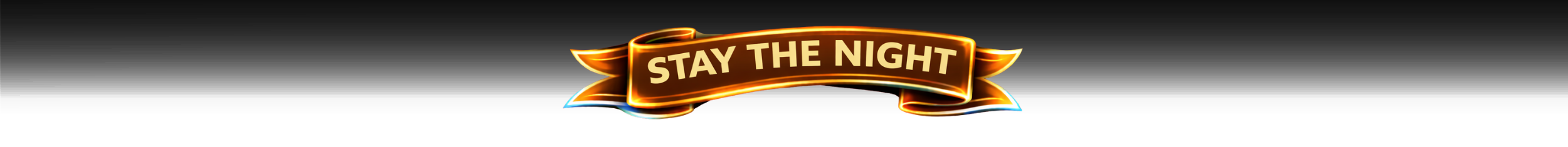 Gold banner with 'Stay the Night' text on a white background